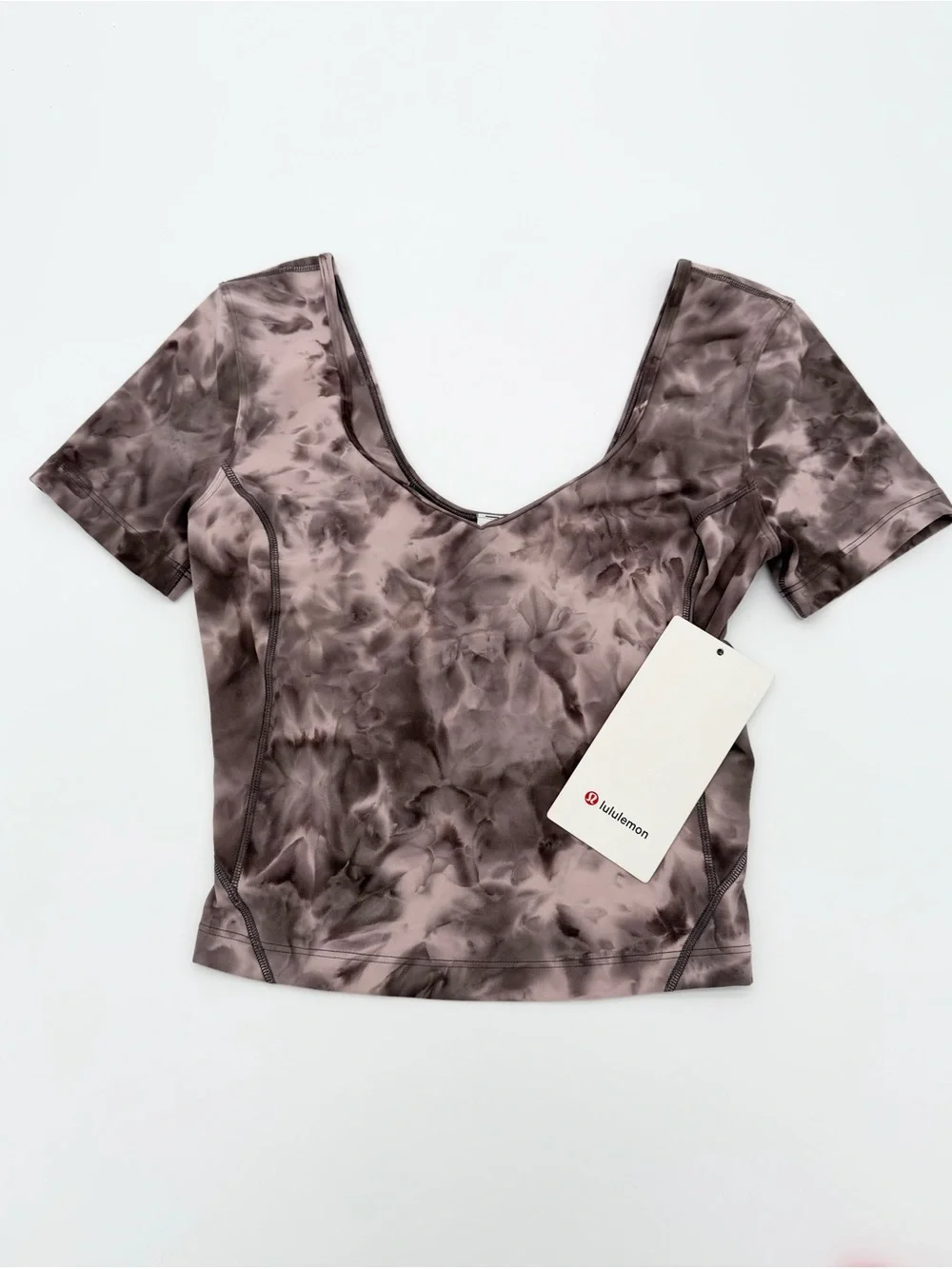 NWT Lululemon Align Tee | Mauve and Charcoal Tie-Dye Short Sleeve Scoop Neck Top